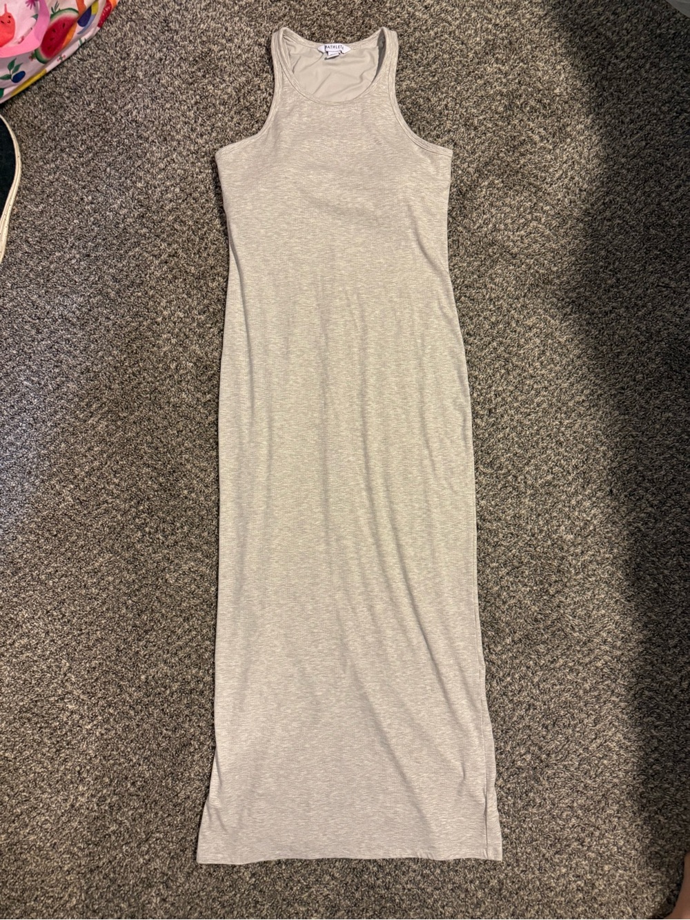 Athleta Light Gray Racerback Maxi Dress